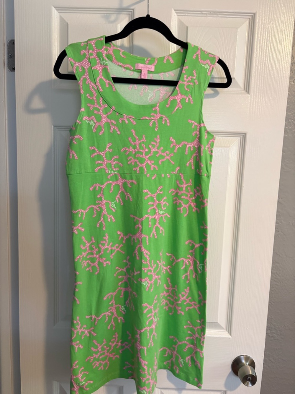 Lilly Pulitzer Lime Green Dress with Pink Coral Print